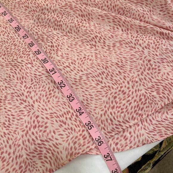 Vince Camuto abstract baby pink floral patterned midi skirt asymmetrical hem - Picture 6 of 7